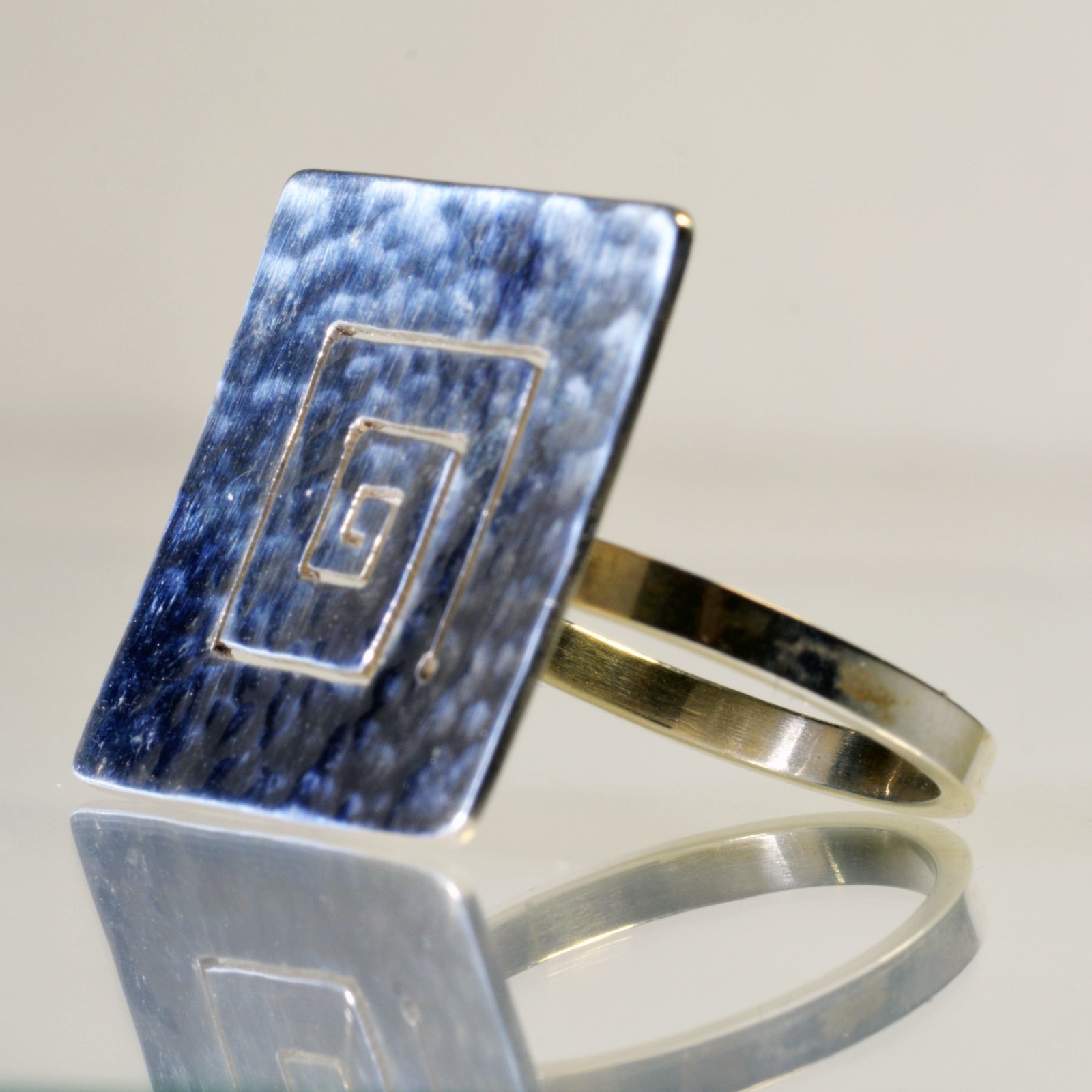 Designer Handmade Sterling Silver Square Ring Size 8