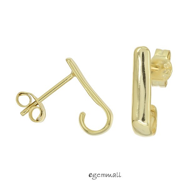 18kt Gold Plated Sterling Silver Stud Post J Hook Earrings Connector #97567