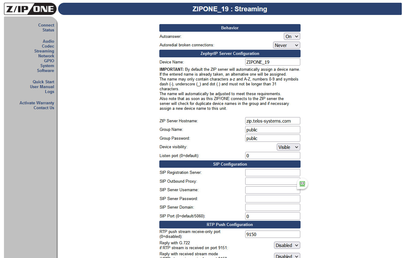 Telos Z/IP ONE Remote Studio Codec Audio Over IP Internet Transmission Endpoint