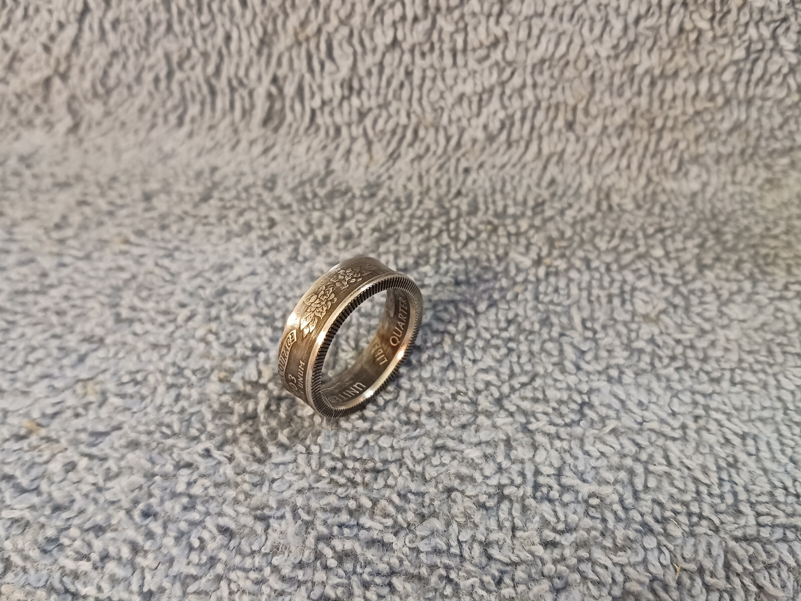 Alabama 90% Silver Handcrafted Washington Quarters coin ring, size 6-1/2 2003
