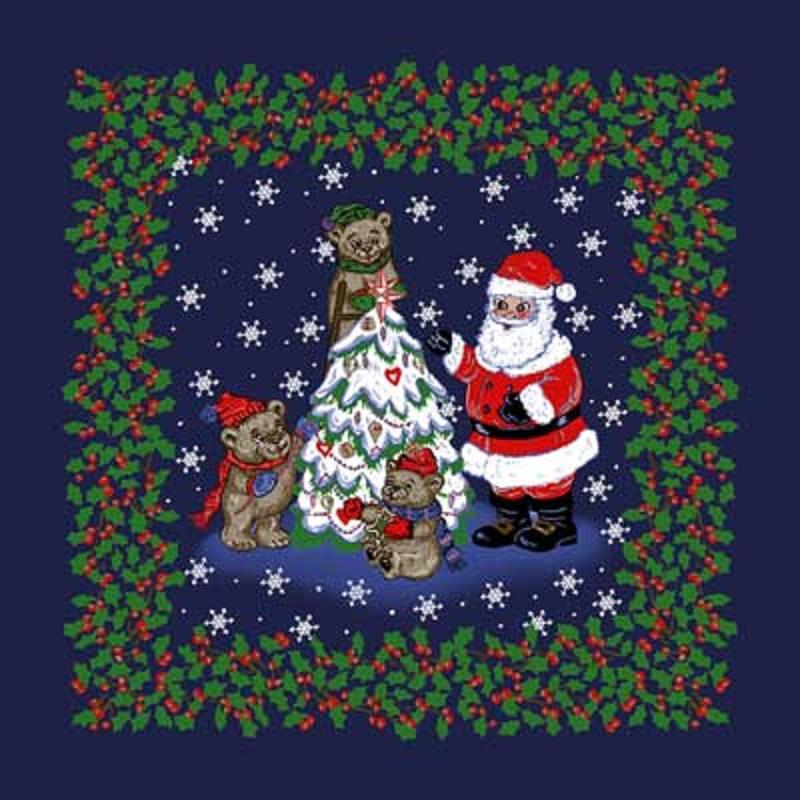 Jolly Santa Claus Cotton Bandana Scarf Handkerchief Hanky 22 X 22