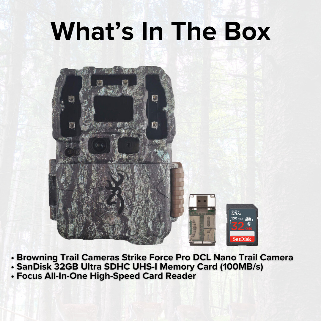 Browning Trail Cameras Strike Force Pro DCL Nano 26MP Trail Camera Bundle