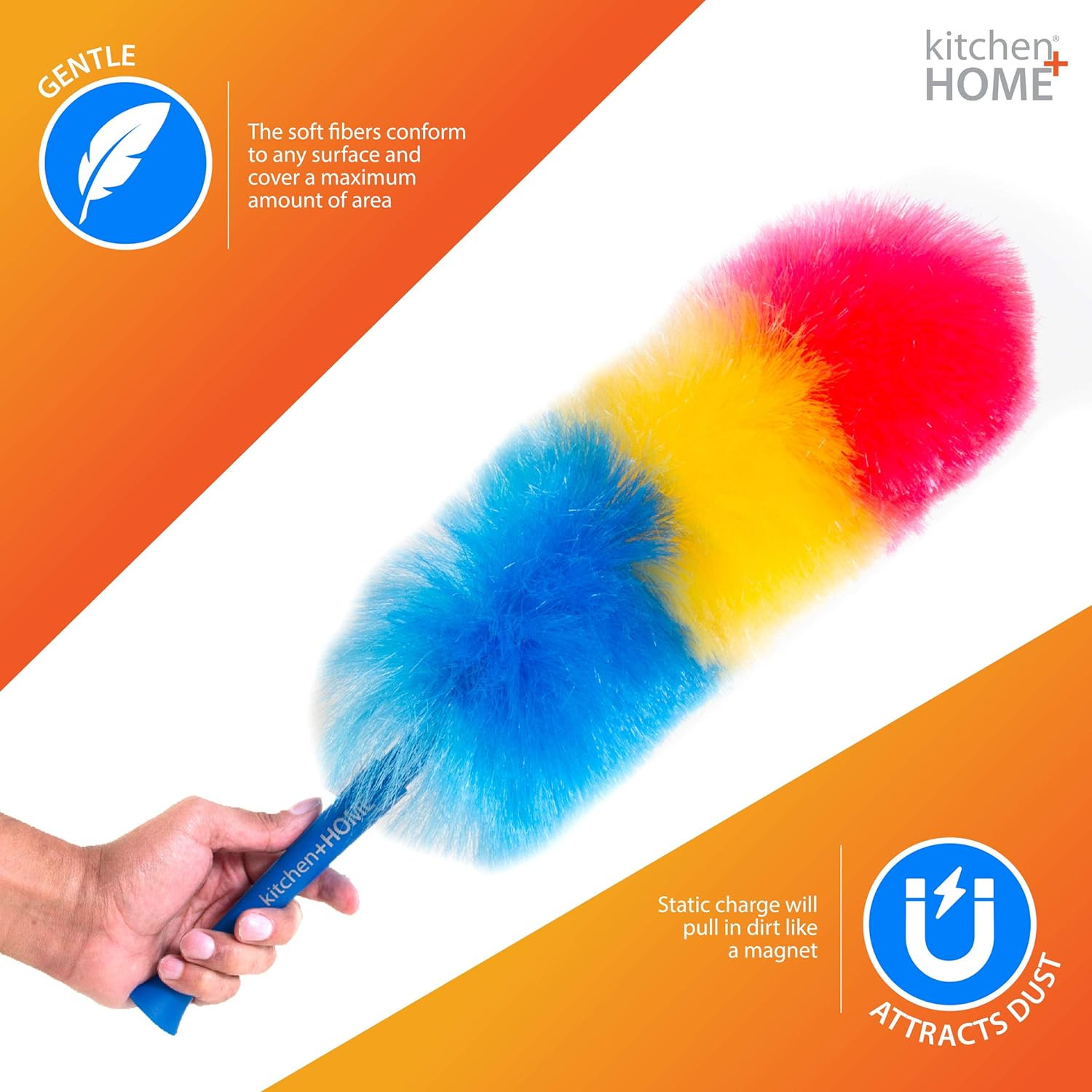 Kitchen + Home 23� Inch Rainbow Static Duster - Electrostatic Feather Duster ...