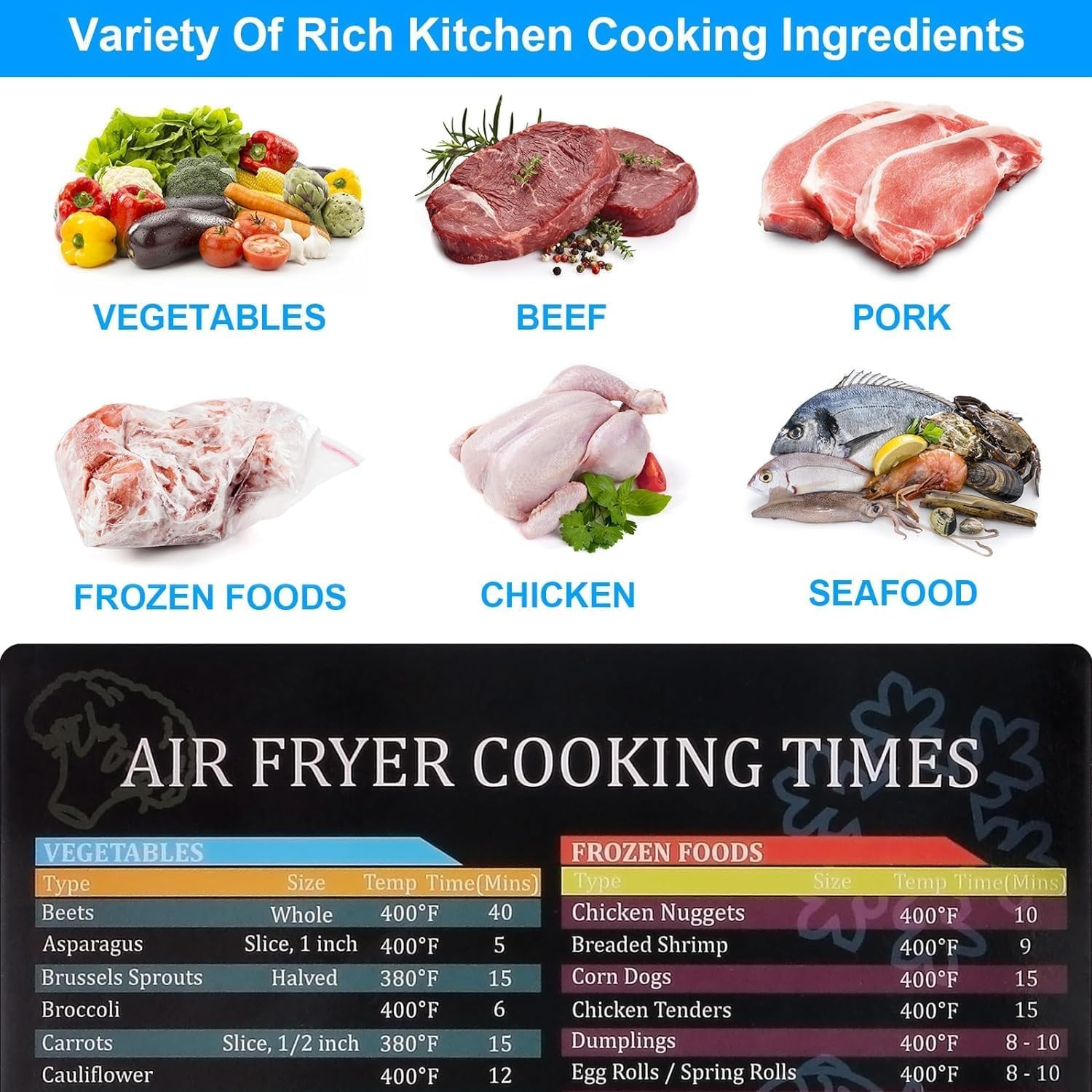 Air Fryer Cheat Sheet Magnetic Cooking Times Chart Magnet Cheat...