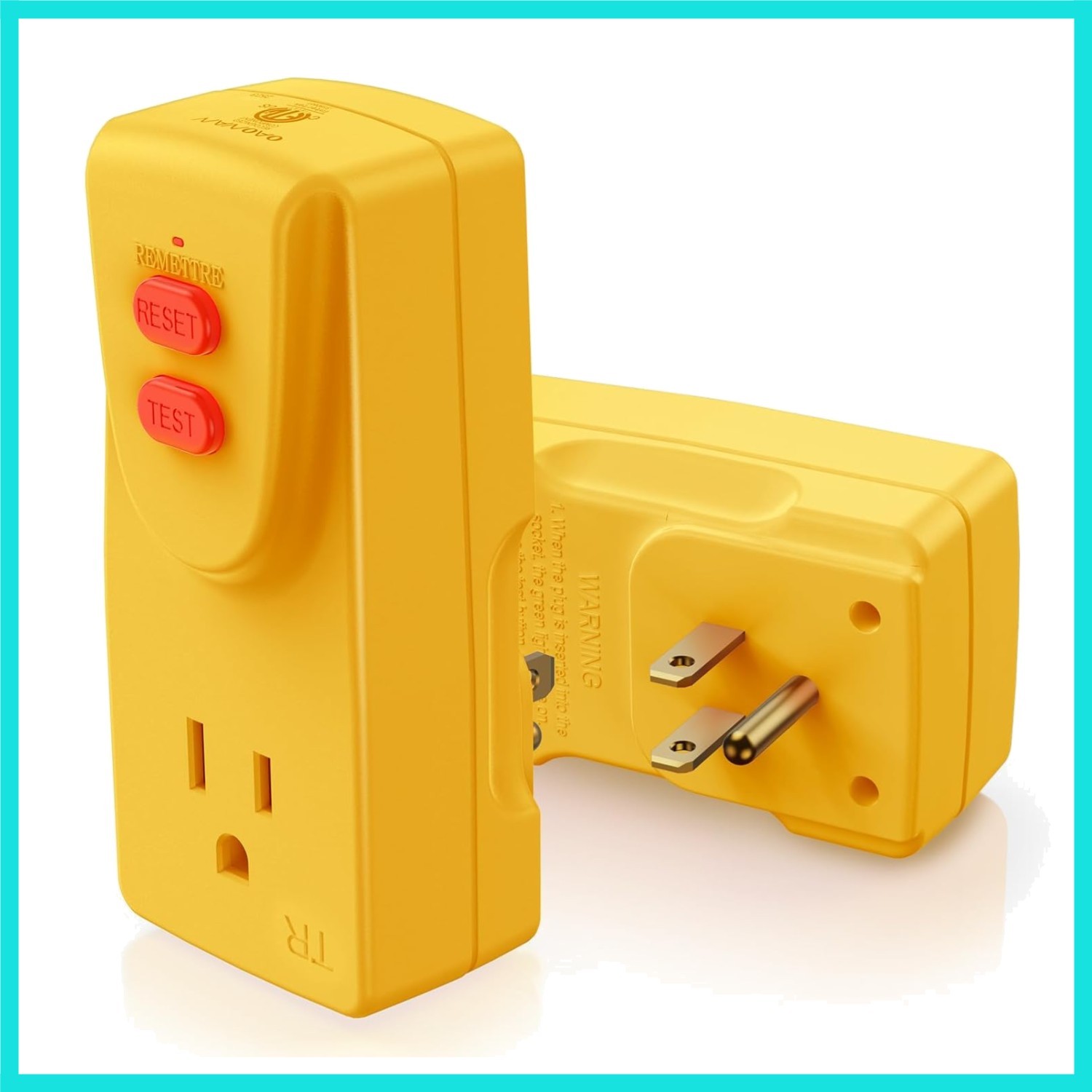GFCI Adapter 15 Amp 3 Prongs Grounded, 5  , GFCI Plug Portable Plug-in Ground...