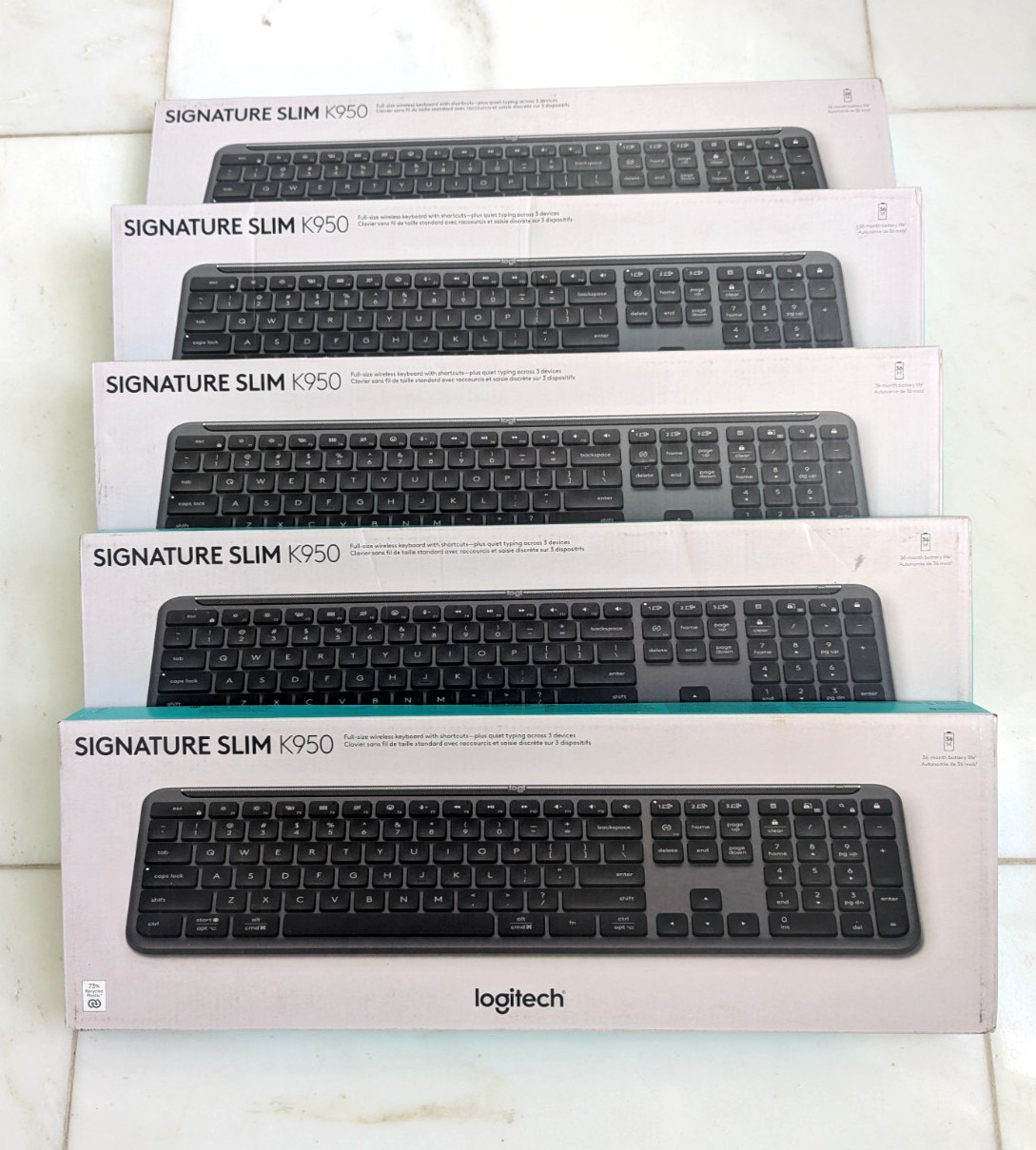 *LOT / PACK of 5* Logitech K950 Signature Slim Wireless Keyboard 920-012424 *NEW