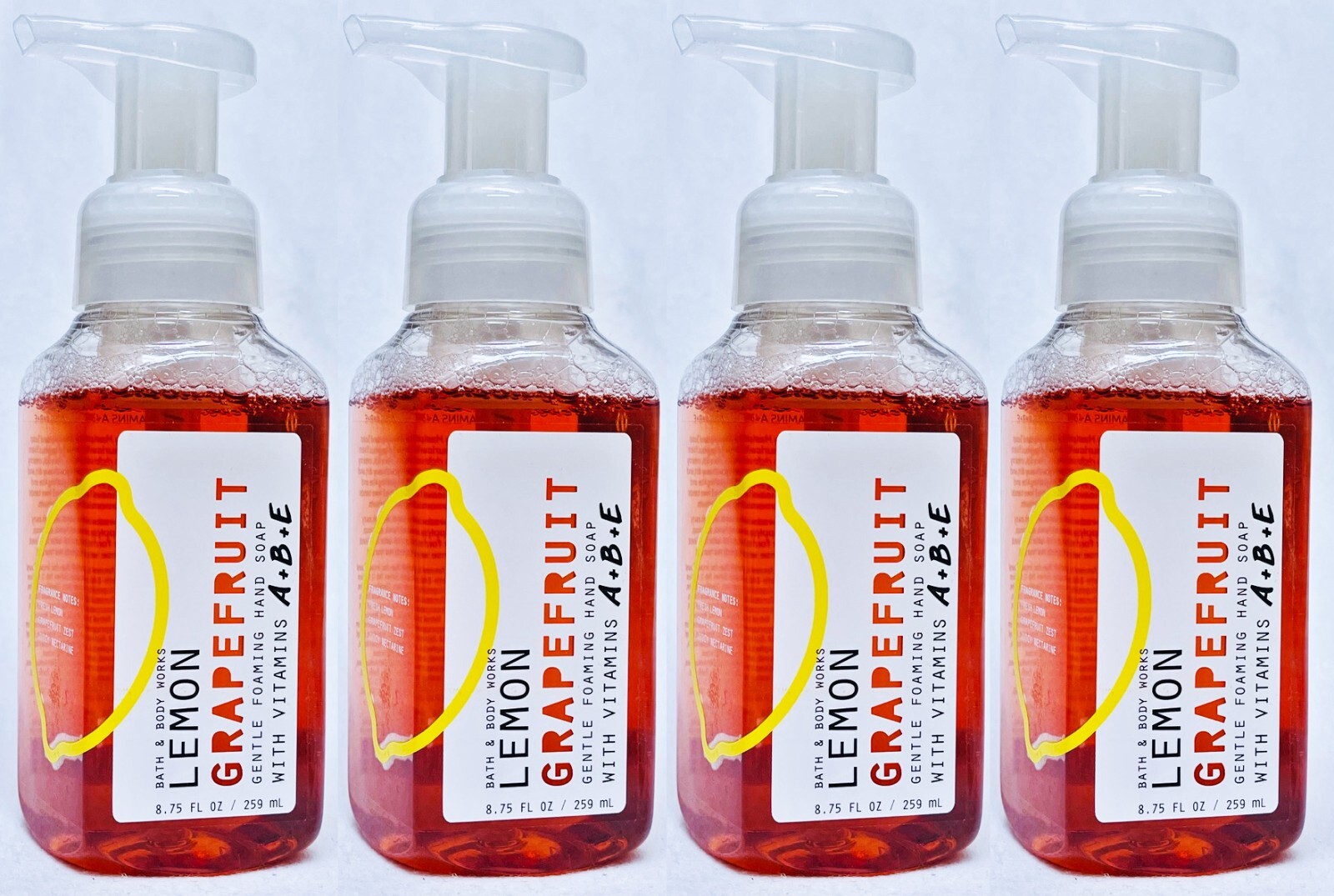 4 Bath & Body Works LEMON GRAPEFRUIT Gentle Foaming Hand Soap 8.75 oz