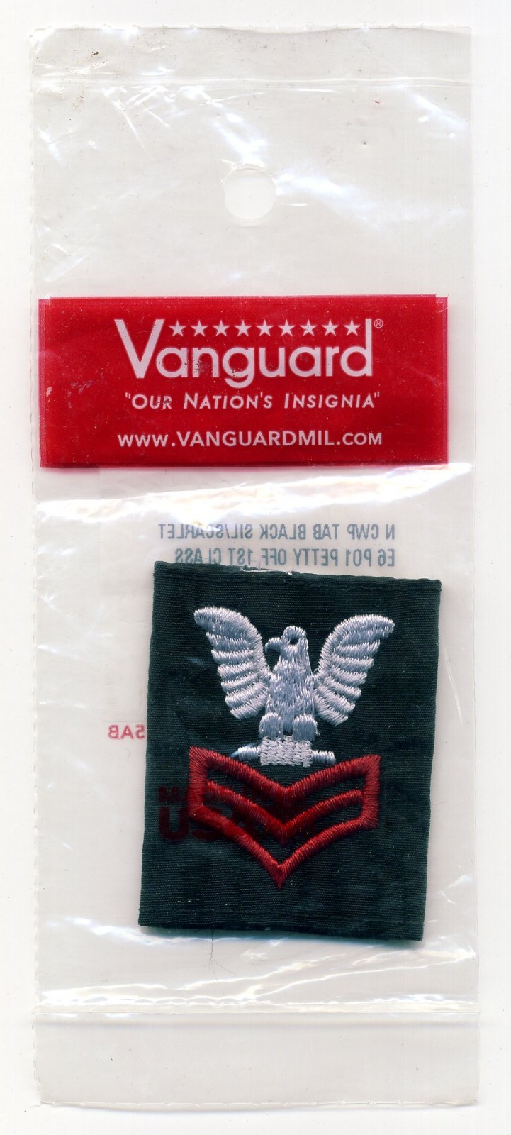 US Navy E-6 Petty Officer 1st Class CWP Cold Weather Parka Tab Silver/Scarlet