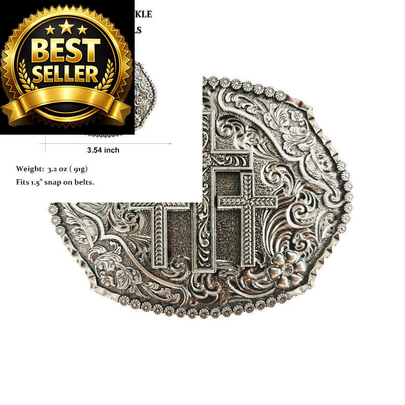 FRTLSL Western Belt Buckles for Men Rodeo Cowboy Cowgirl, Large, Grey