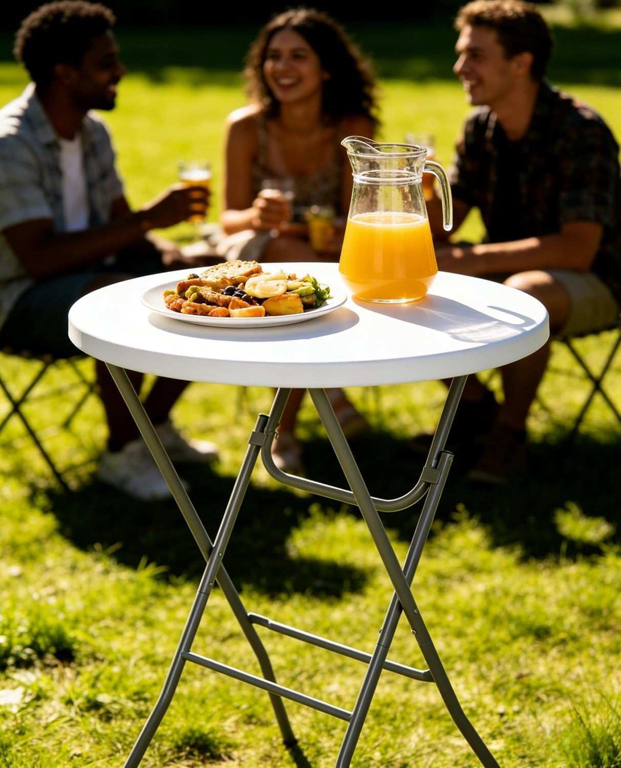 2 Pack Cocktail Table 28In Portable Folding Bar Height Table, White | Indoor Out