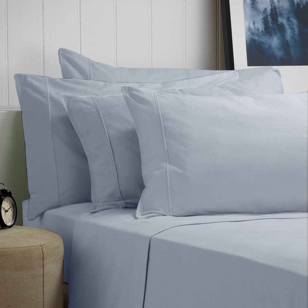 Bianca Fletcher Flannelette Sheet Set Steel Blue Queen 4pce