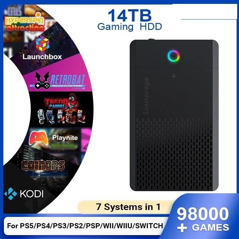14TB Gaming HDD 10K+ Retro Games H.perspin LaunchBox PS3/PS2/PS/Wii/WIIU/SWITCH