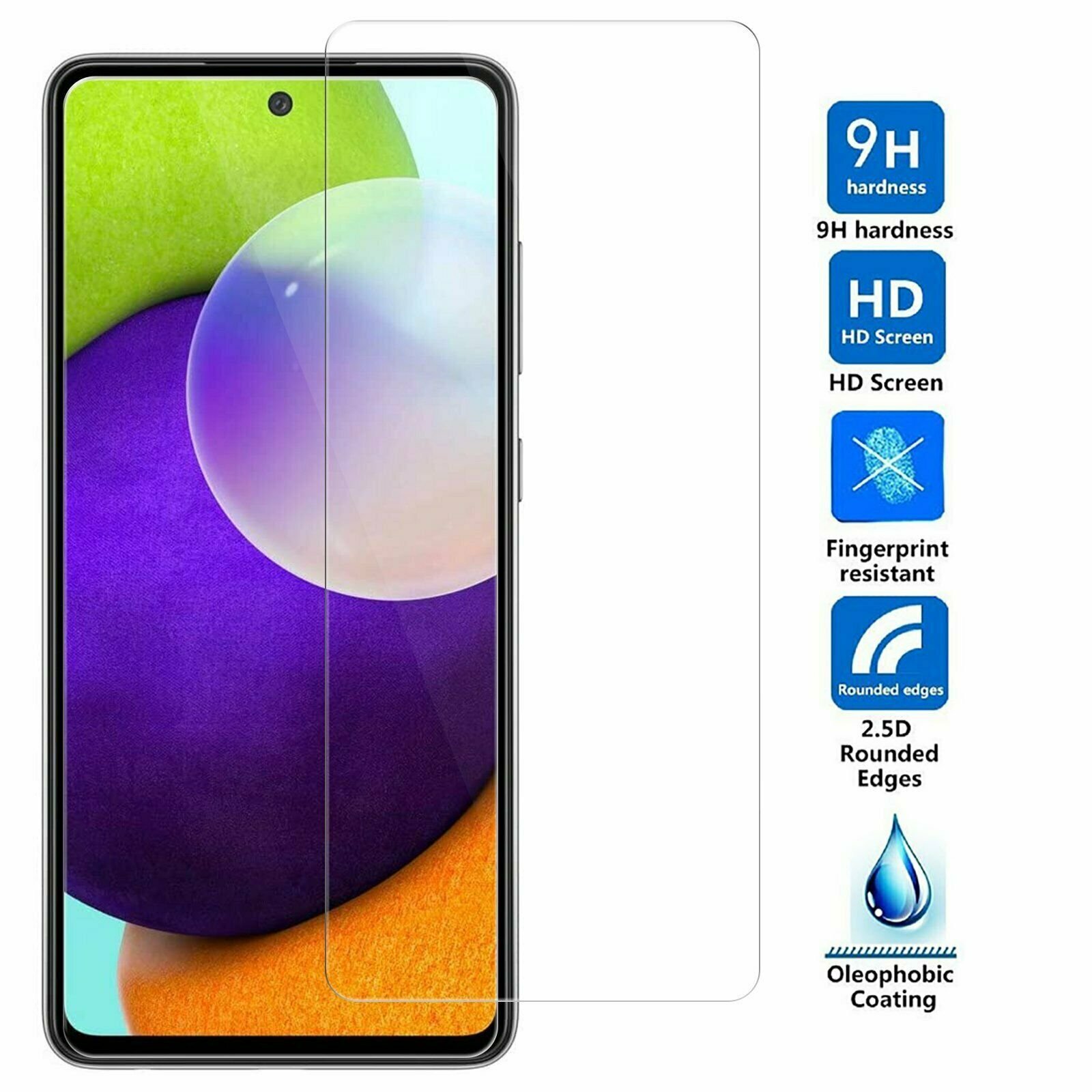 For Samsung Galaxy A52 5G Clear Tempered Clear Screen Protector Case Friendly