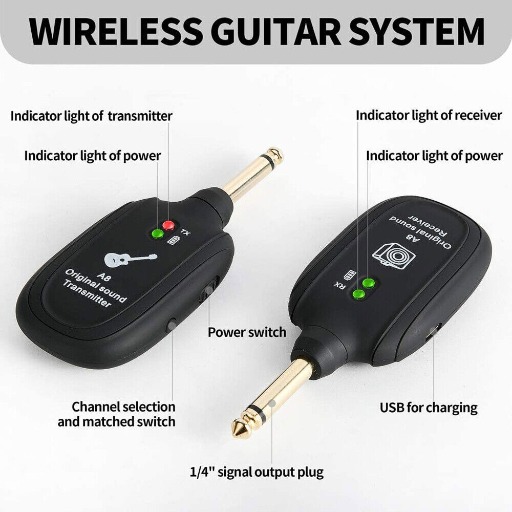 Digital Wireless Guitar System 50m Range Rechargeable Transmitter Receiver