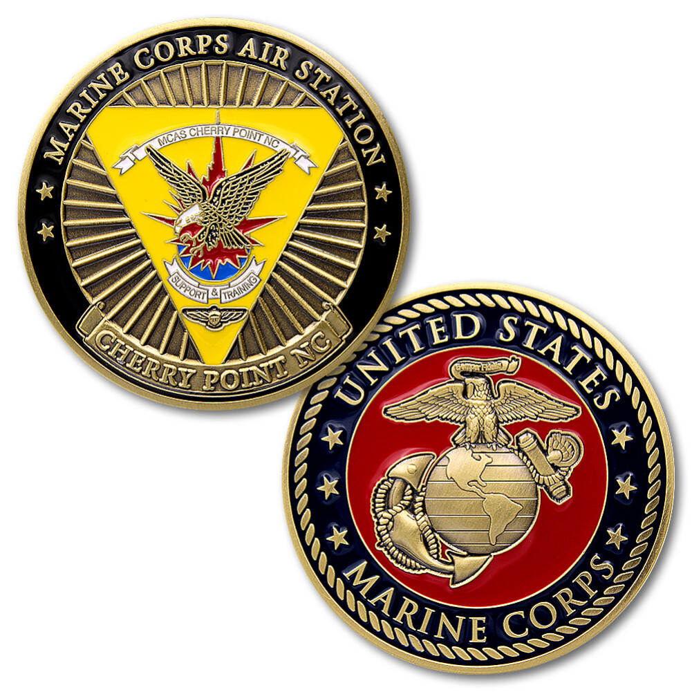 NEW USMC U.S. Marine Corps Air Station Cherry Point NC Challenge Coin.