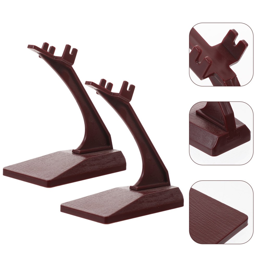2Pcs Grey Plastic Aircraft Model Display Stand Durable Desktop Storage Rack