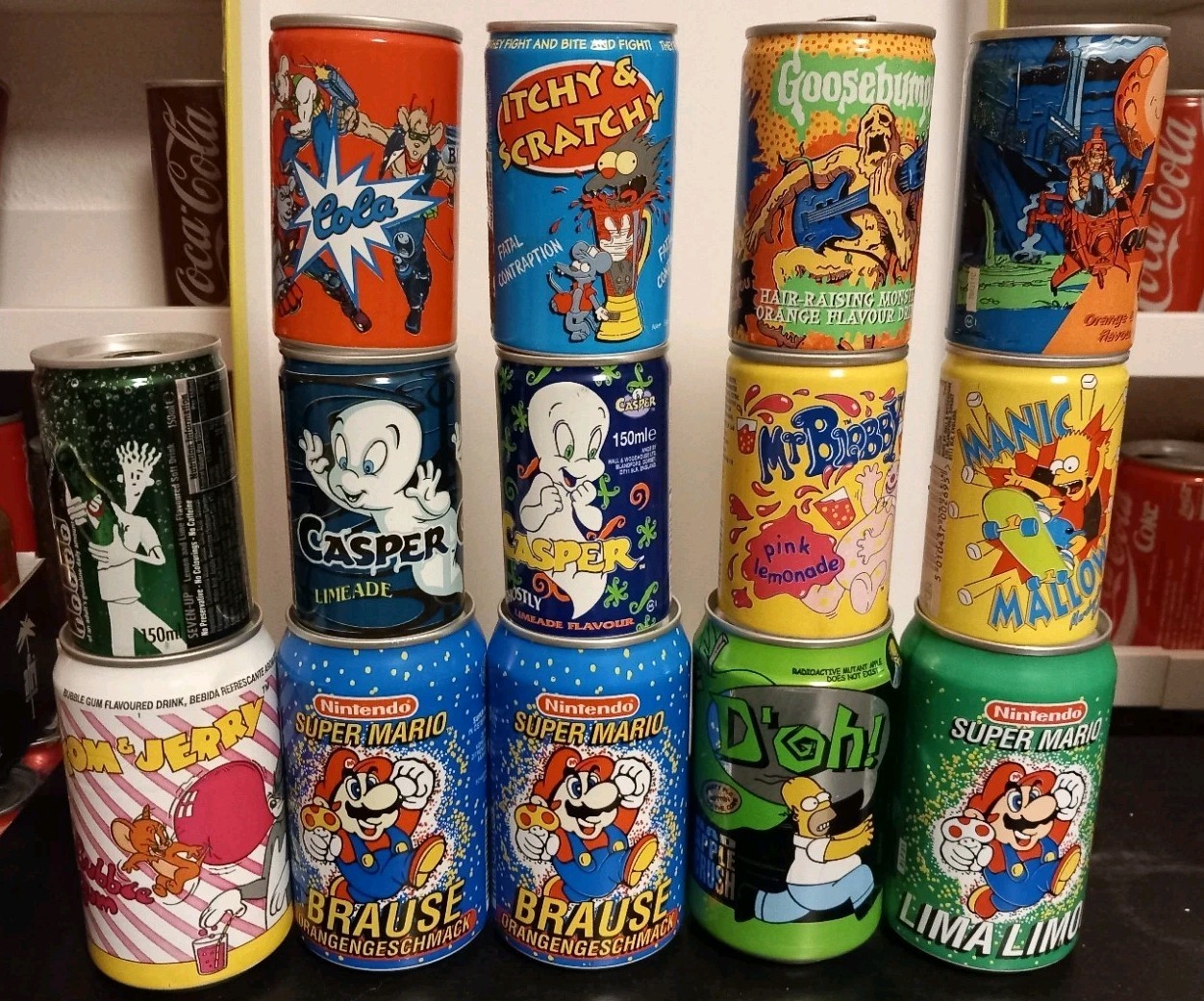 Soda Can. Cartoon Comic Soda Can. Cans. Empty. 14 Cans Nintendo, Casper, Simpson