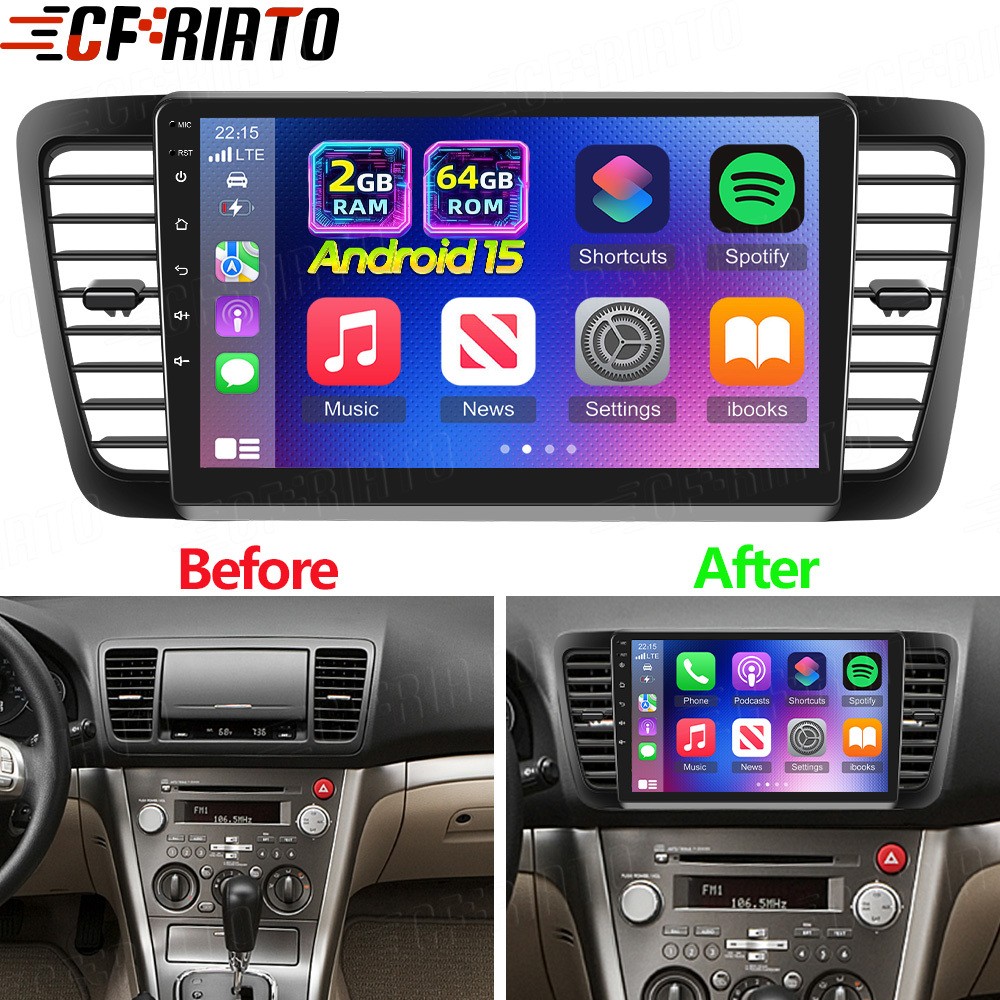 9'' 2+64GB For Subaru Legacy Outback 2003-2009 Android 15 Carplay Car Stereo GPS