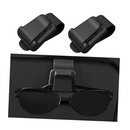 Car Sunglass Holder, 2PCS Vehicle Sun Visor Eyeglasses Holder Clip, Black