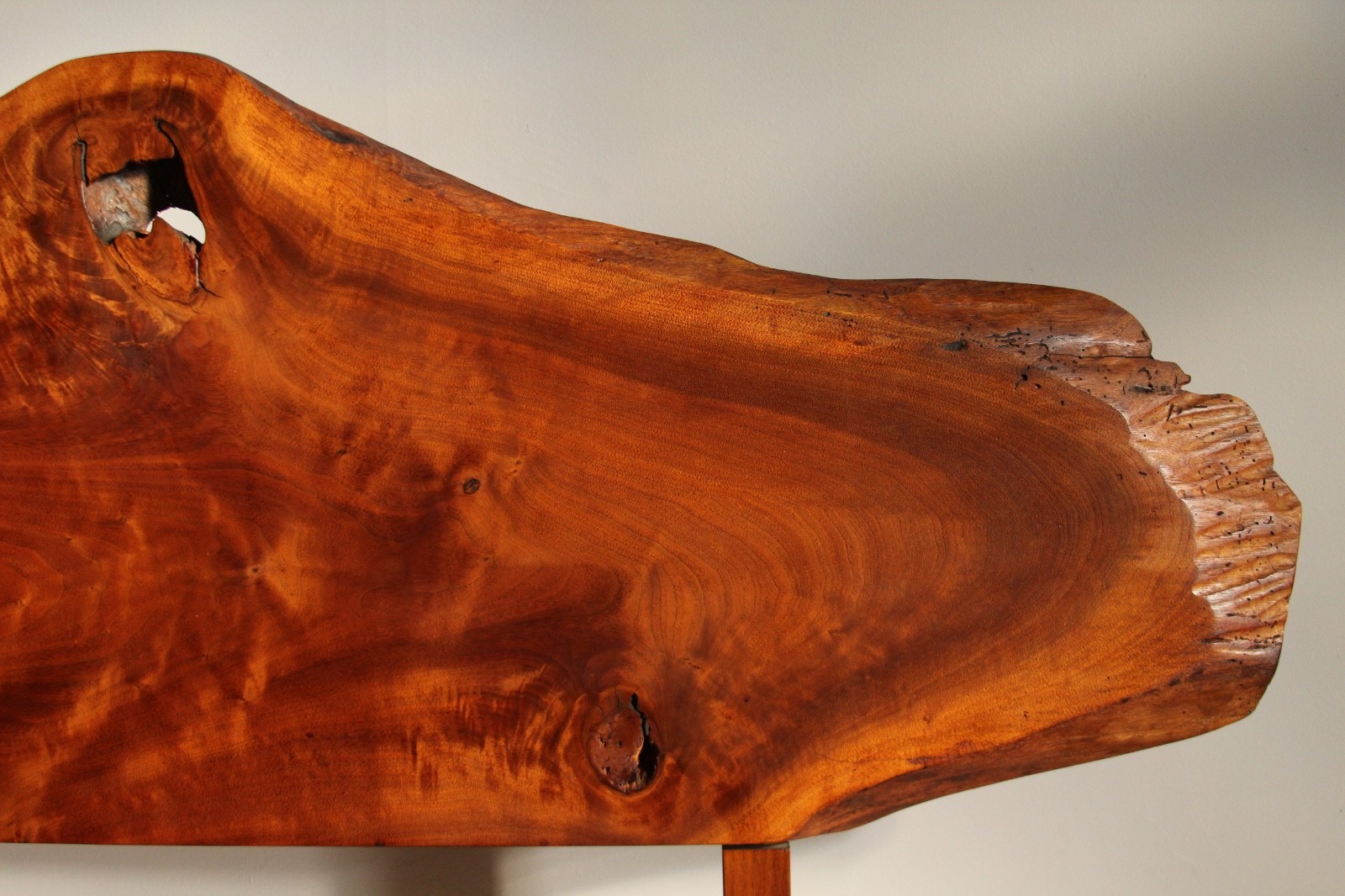 Studio Live-Edge Walnut Bench by Gino Russo, 1970s