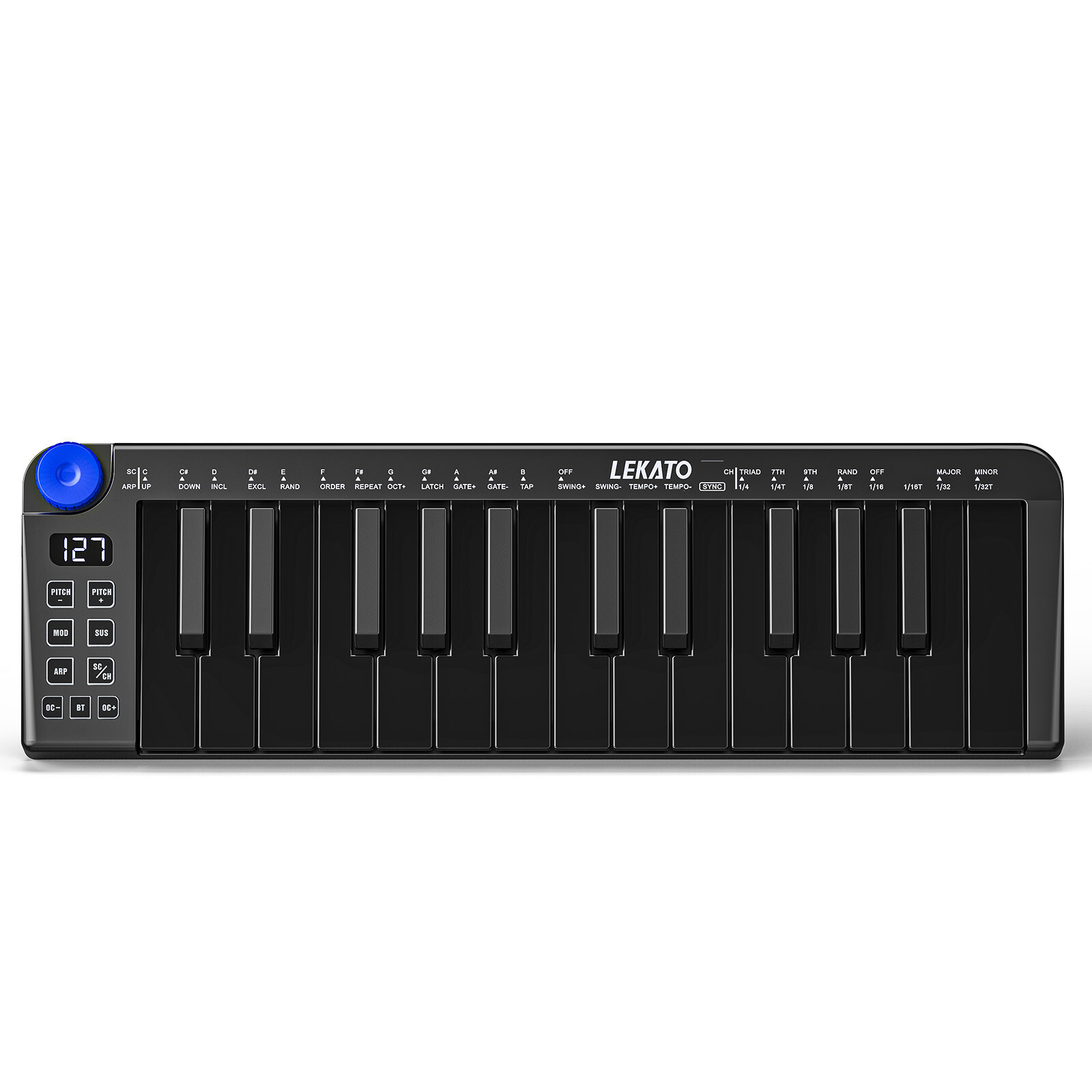 LEKATO 25 Key MIDI Controller Bluetooth MIDI Keyboard 360 Knob Rechargeable