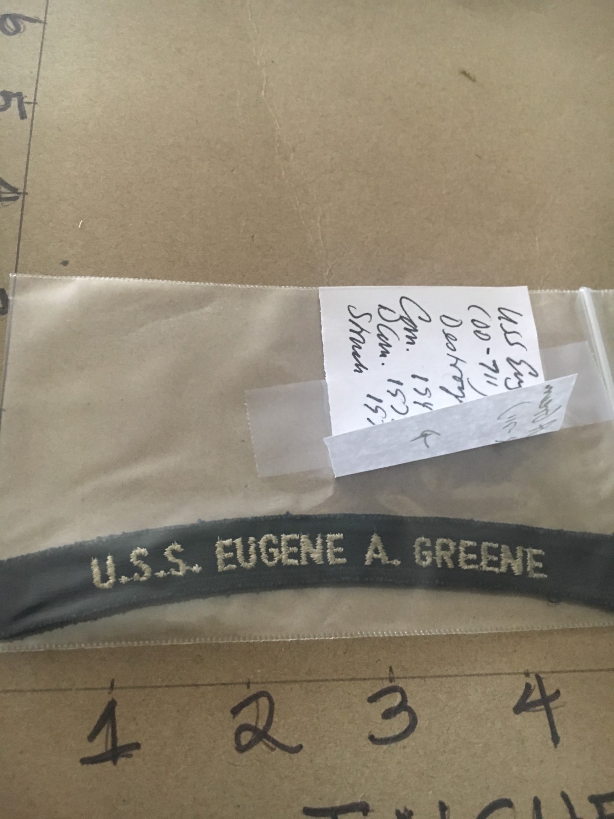US NAVY SHOULDER STRIP TAB *** rocker *** Patch USS Eugene A. Greene