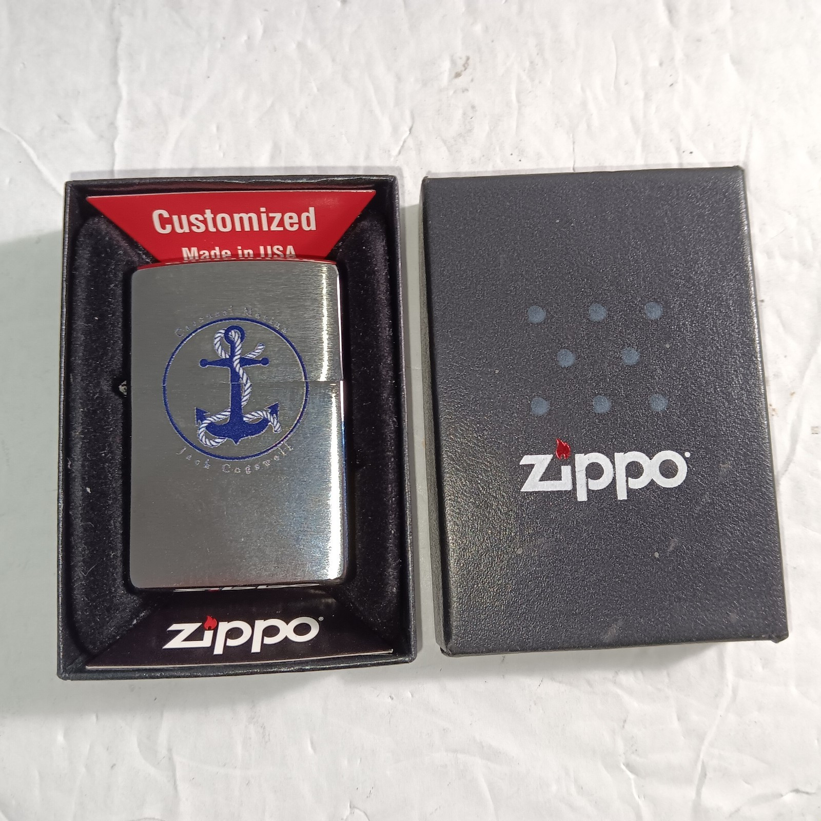 2020 Carousel Marina Zippo Fouled Anchor Lighter W/Jack Cogswell Monogram