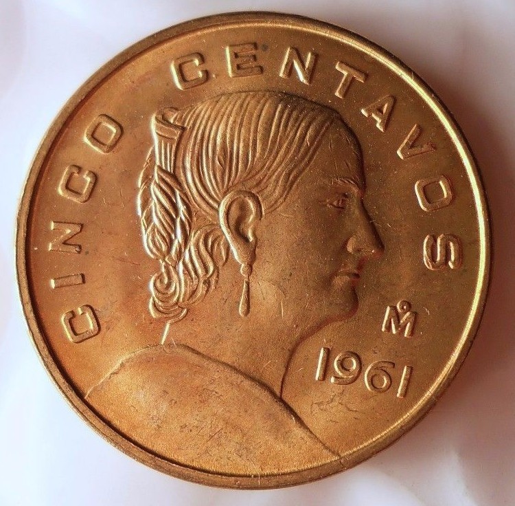 1961 MEXICO 5 CENTAVOS - AU/UNC - FREE SHIPPING - Best Offer - BIN #A