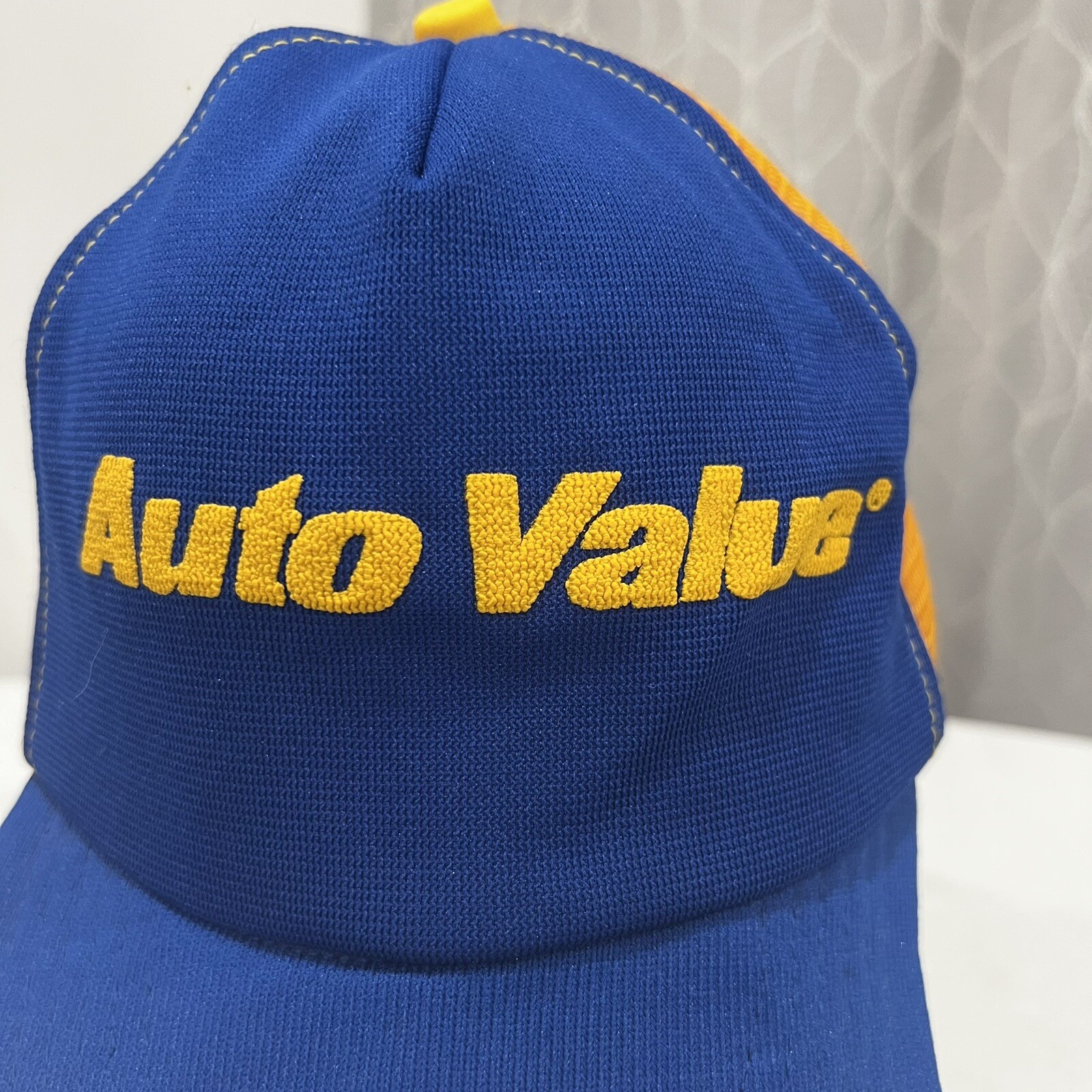 Auto Value Gold on Royal Blue Trucker Hat Cap Gold Mesh Snapback