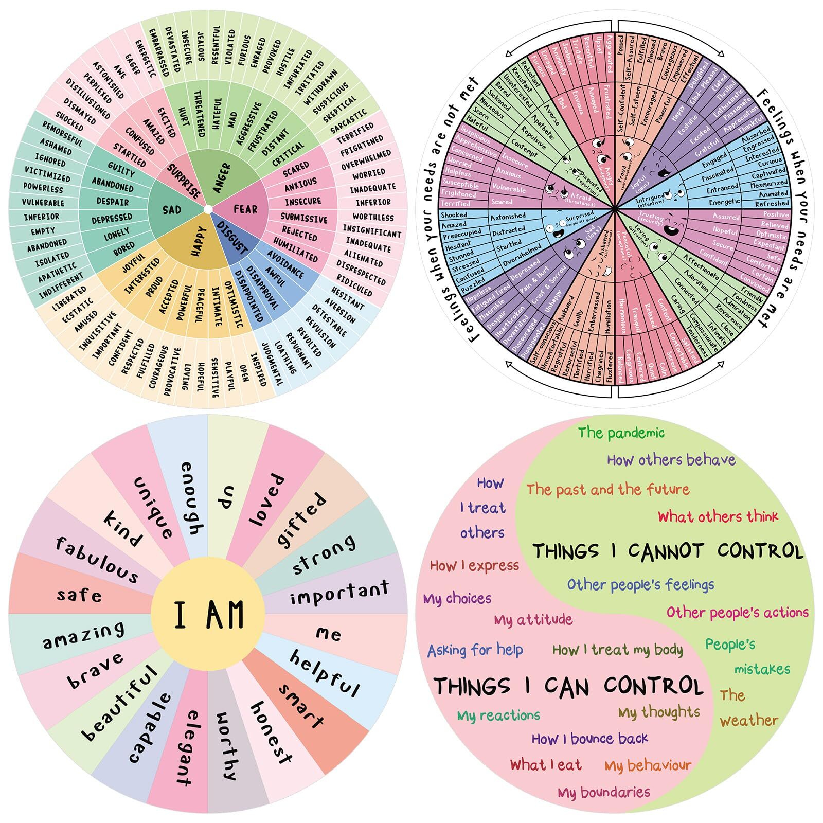 4 Pcs Feeling Wheel Magnet Therapy Emotion Wheel Magnet for Fridge Counseling