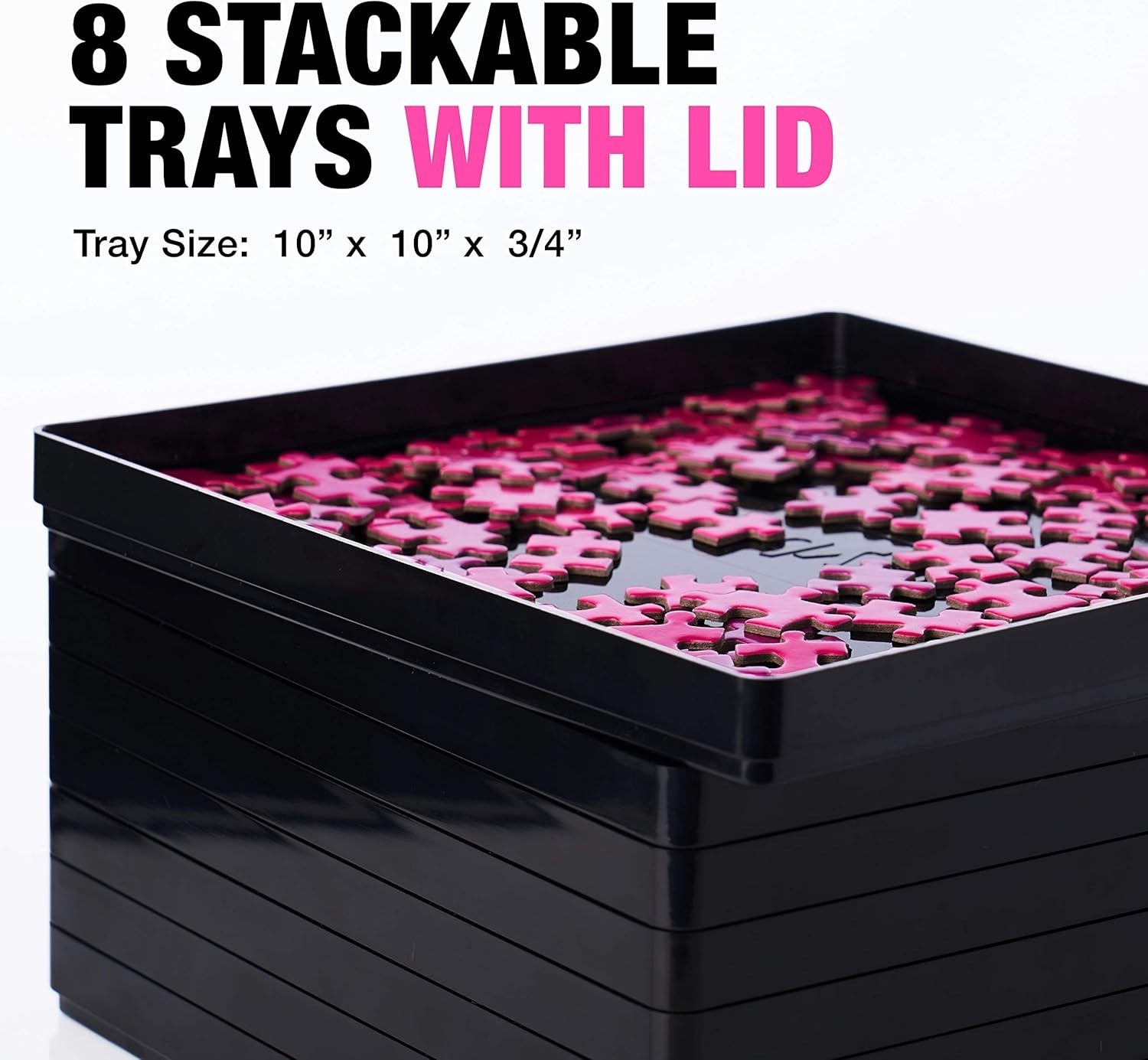 Stackable 8-Piece Puzzle Organizers with Lid - Perfect for 2000-Piece Puzzles