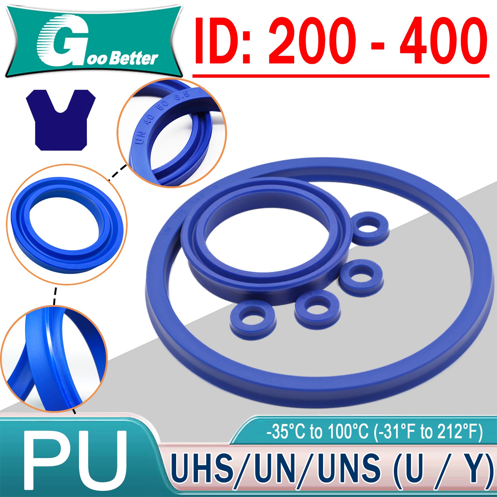 200-400mm PU Rod Seal Hydraulic U-Cup UN-Type For Hydraulic Piston Cylinder