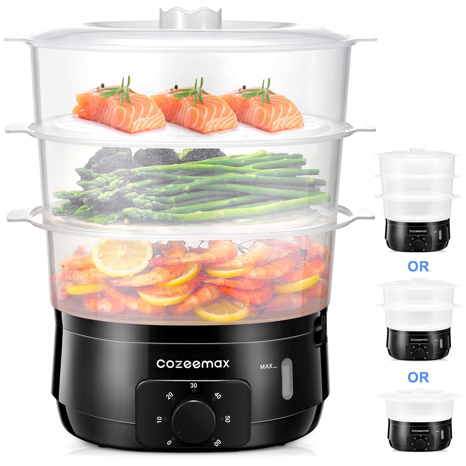 13.7QT Electric Food Steamer for Cooking, Vegetable Steamer with 3 ... Fast Ship