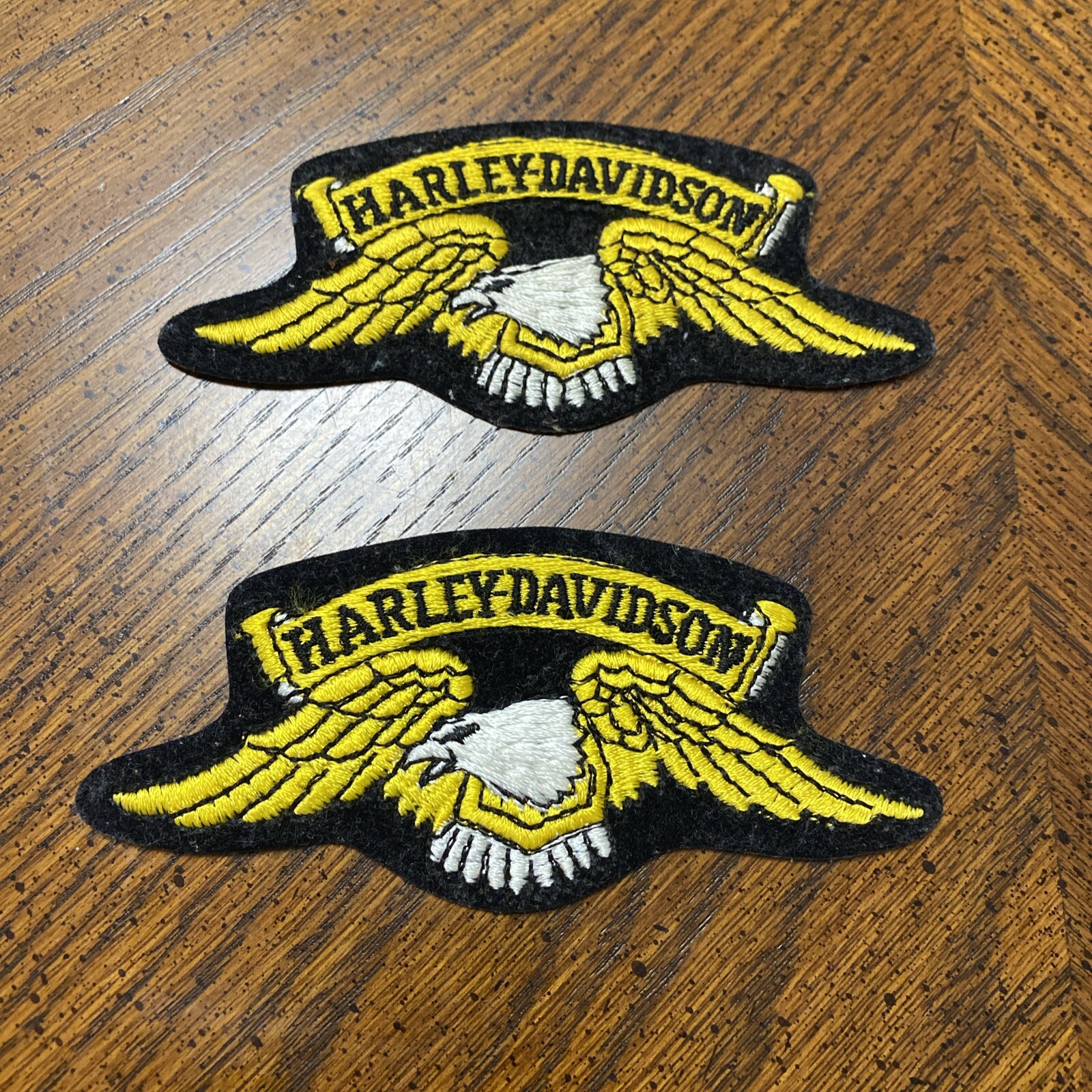 Two New Harley Davidson Patches Black Gold Winged Eagle