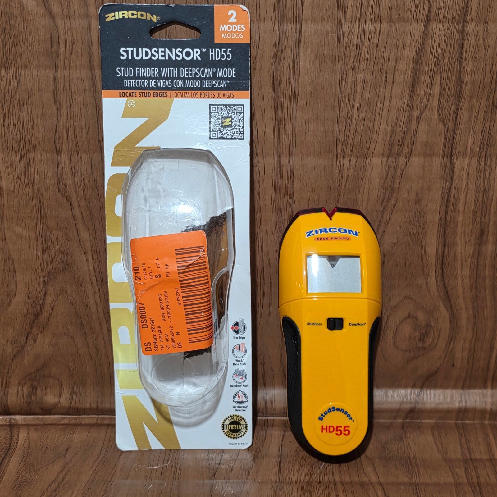 Zircon StudSensor HD55 Stud Finder with DeepScan Mode and WireWarning Yellow