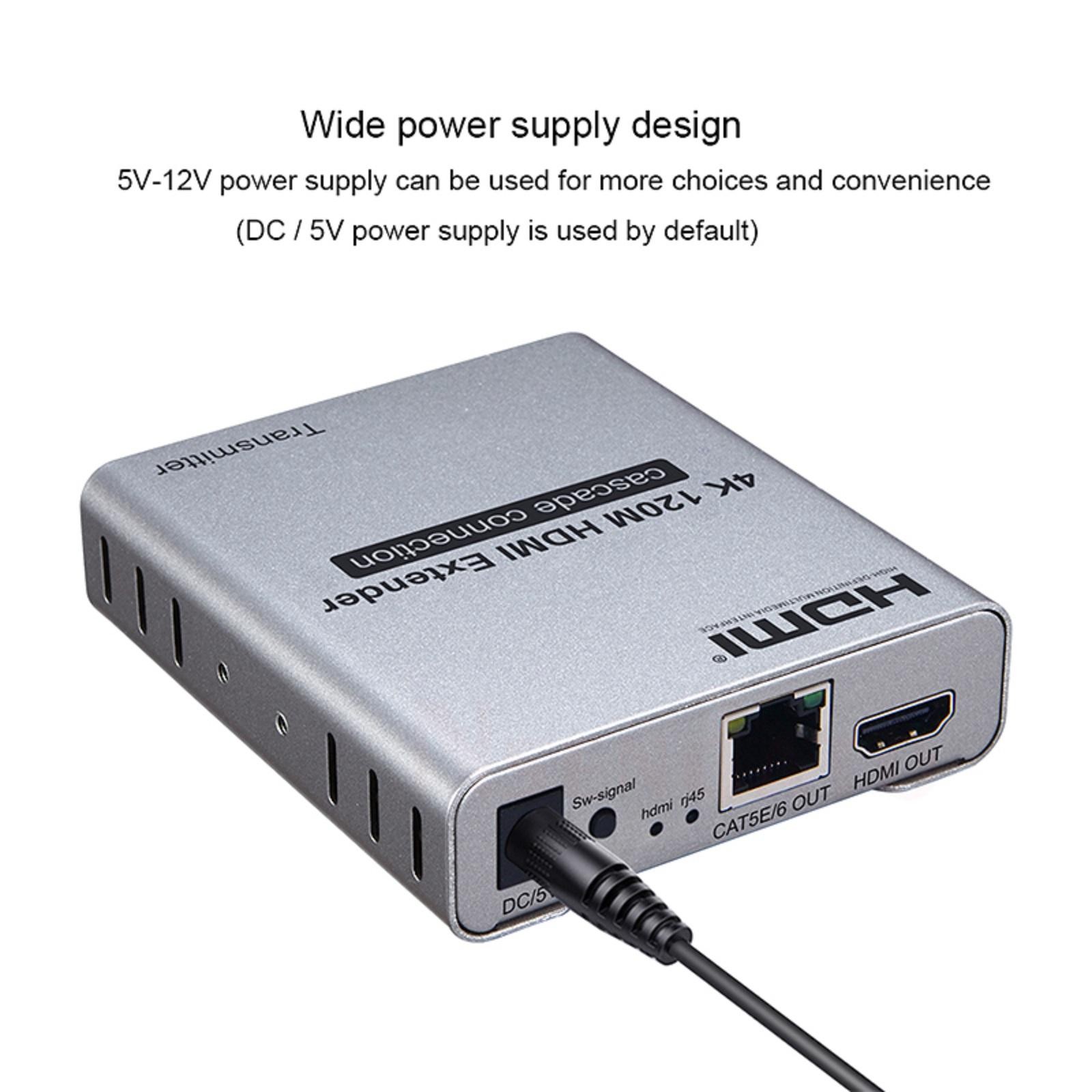 4K 120M HDMI Extender Cascade Connection over Cat5e/6 RJ45 Cable HDMI Splitter B