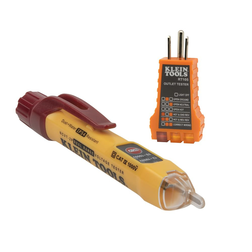 Klein Tools NCVT2PKIT Non-Contact Voltage Tester with Outlet Tester, 12-48V AC o