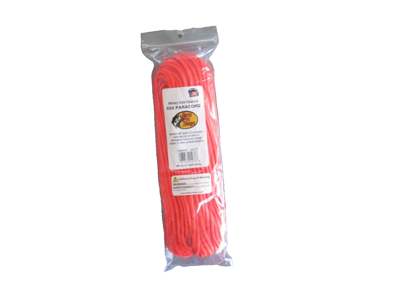 Bass Pro Shops Military Style 550 Paracord Orange 100ft.