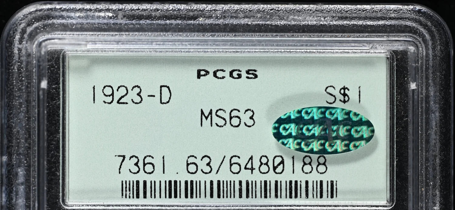 1923 D Peace Silver Dollar PCGS MS-63 CAC
