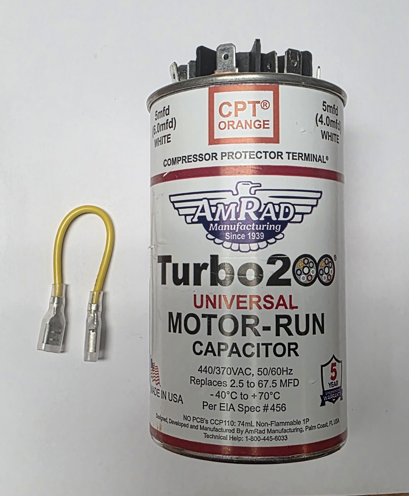 Turbo200 UNIVERSAL MOTOR RUN CAPACITOR AMRAD With 1 Jumper Fully Functional.