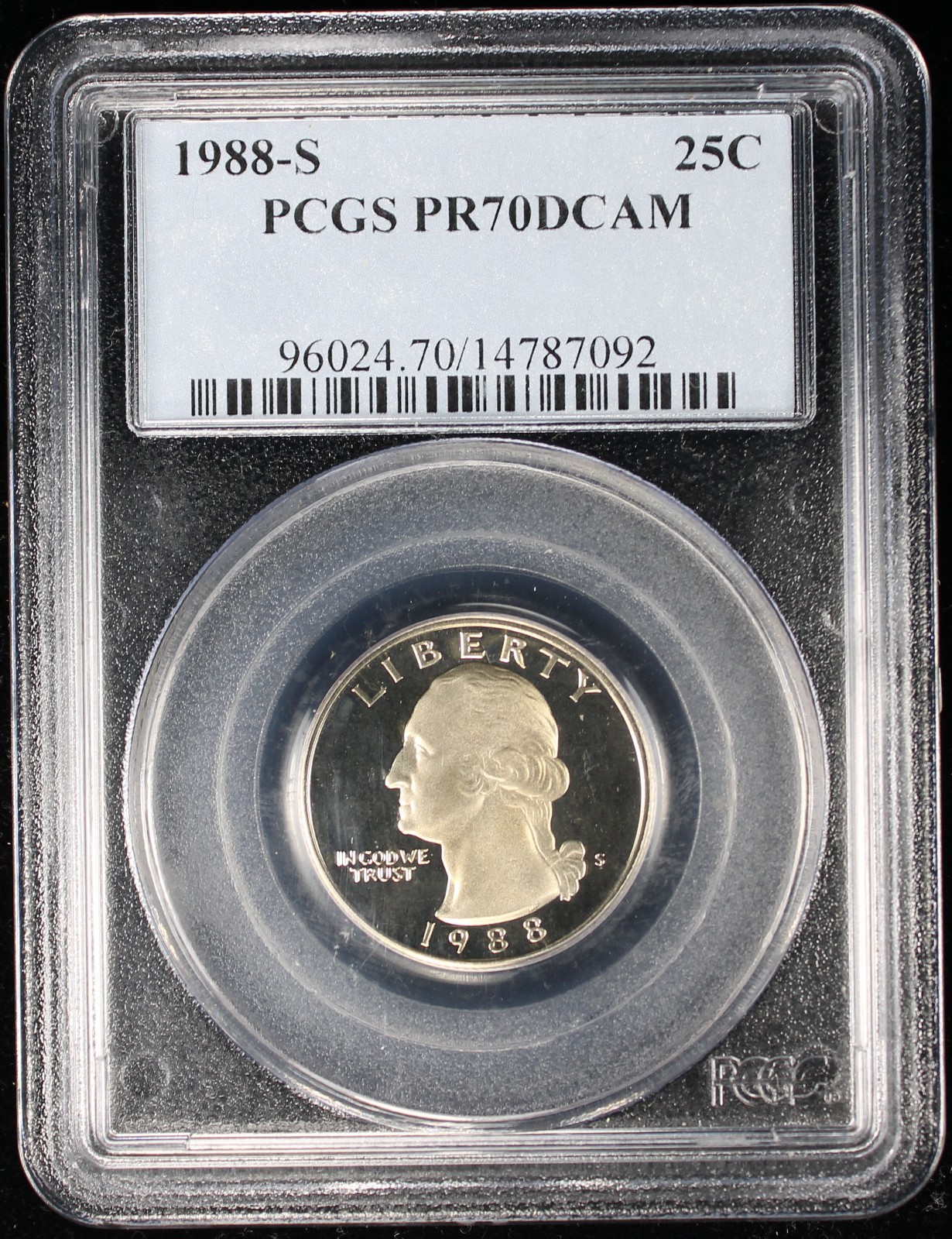 1988-S Proof Washington Quarter 25c PCGS PR70 DCAM Deep Cameo
