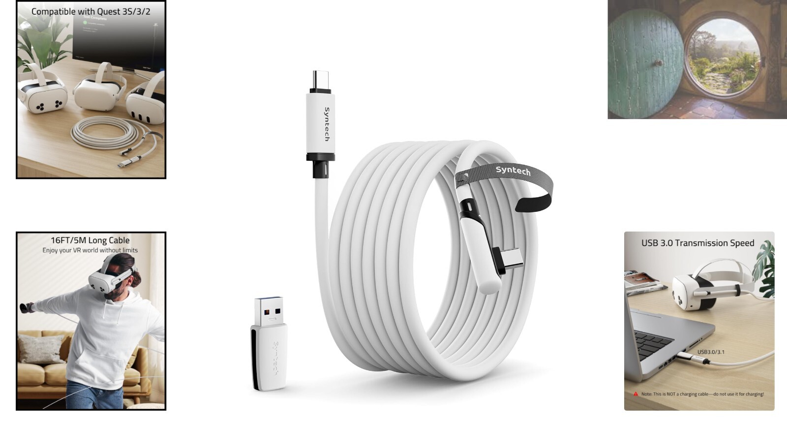 16FT USB 3.0 Type-C Link Cable for Oculus/Meta Quest - High-Speed Connectivity