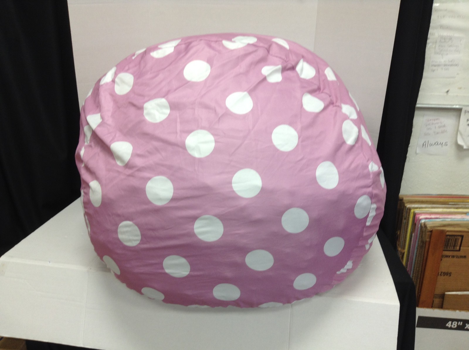 Pink Polka Dot Kids Teen foam chunked Beanbag Chair removeable cover insert 36"