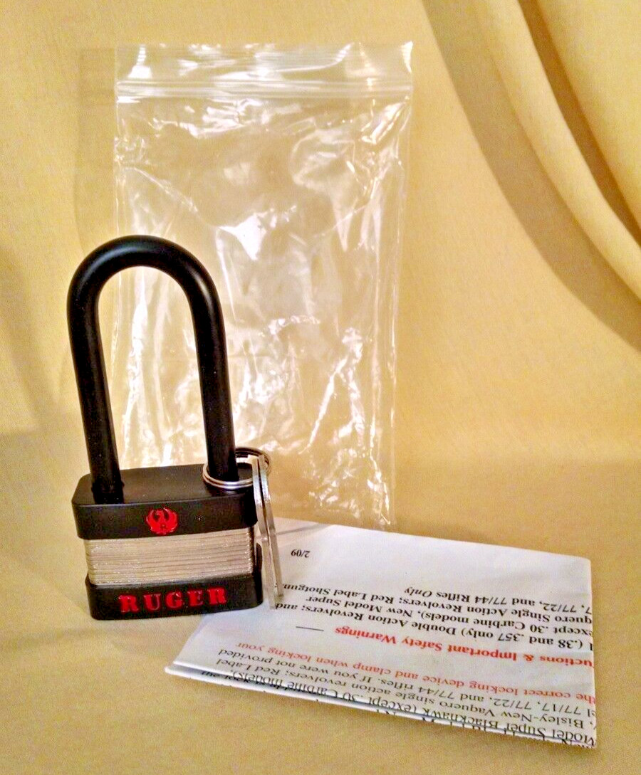 RUGER GUN LOCK PADLOCK REGAL #5025A 2132-04 INSERT 2/09 2 KEYS SECURE FIREARM.