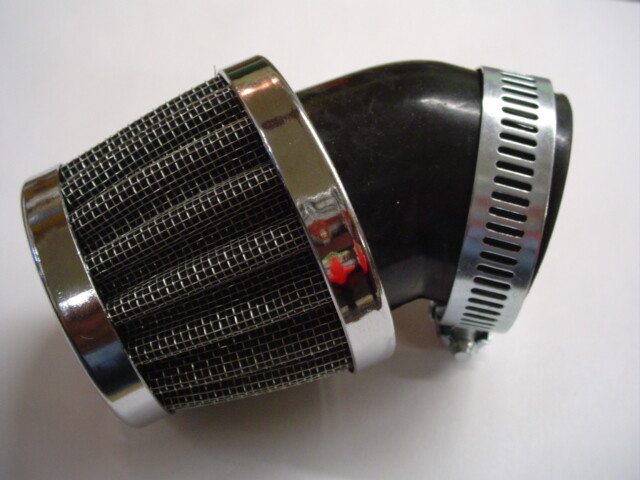 1EA NEW 45° CURVED RUBBER INLET TAPERED AIR FILTER 35MM - 39MM CARB MOUTH S1263
