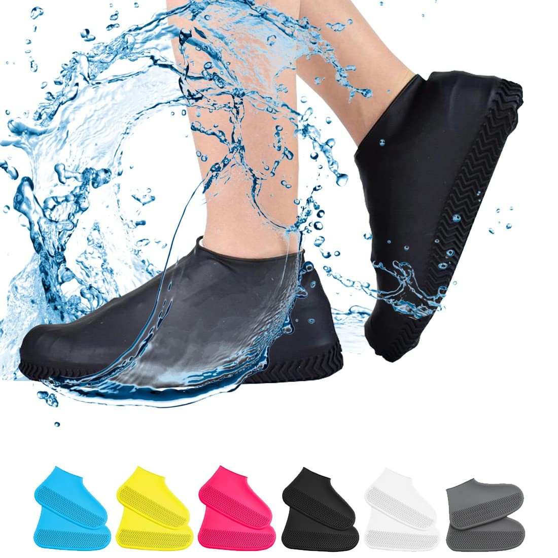 Cubrezapatos impermeables antideslizantes y resistentes al agua caucho silicona.