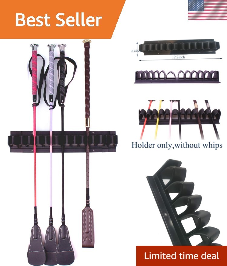 Elegant Wall-Mounted Horse Crop Holder - Adjustable Rack for Sturdy Storage