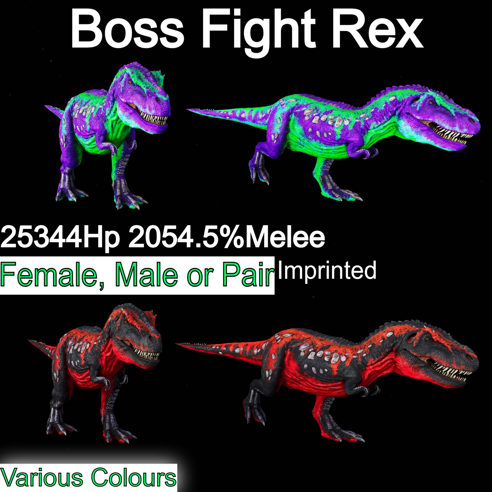 ASA PVE 🦖ARK Survival Ascended Rex / Boss Fighter Top Stats 2054Dmg Imprinted