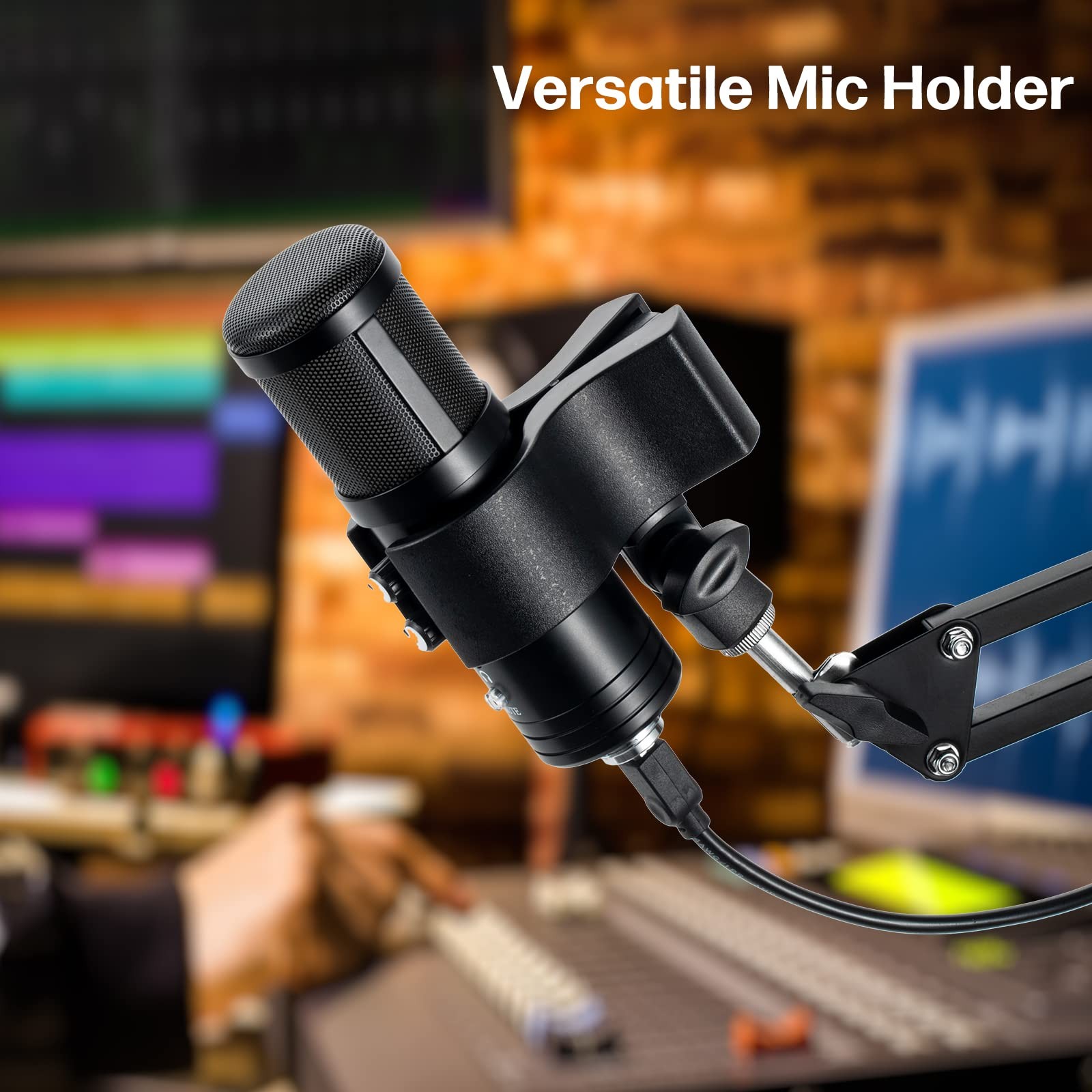1pcs Large Microphone Clip, Adjustable Mic Holder for Microphones with Outer ...