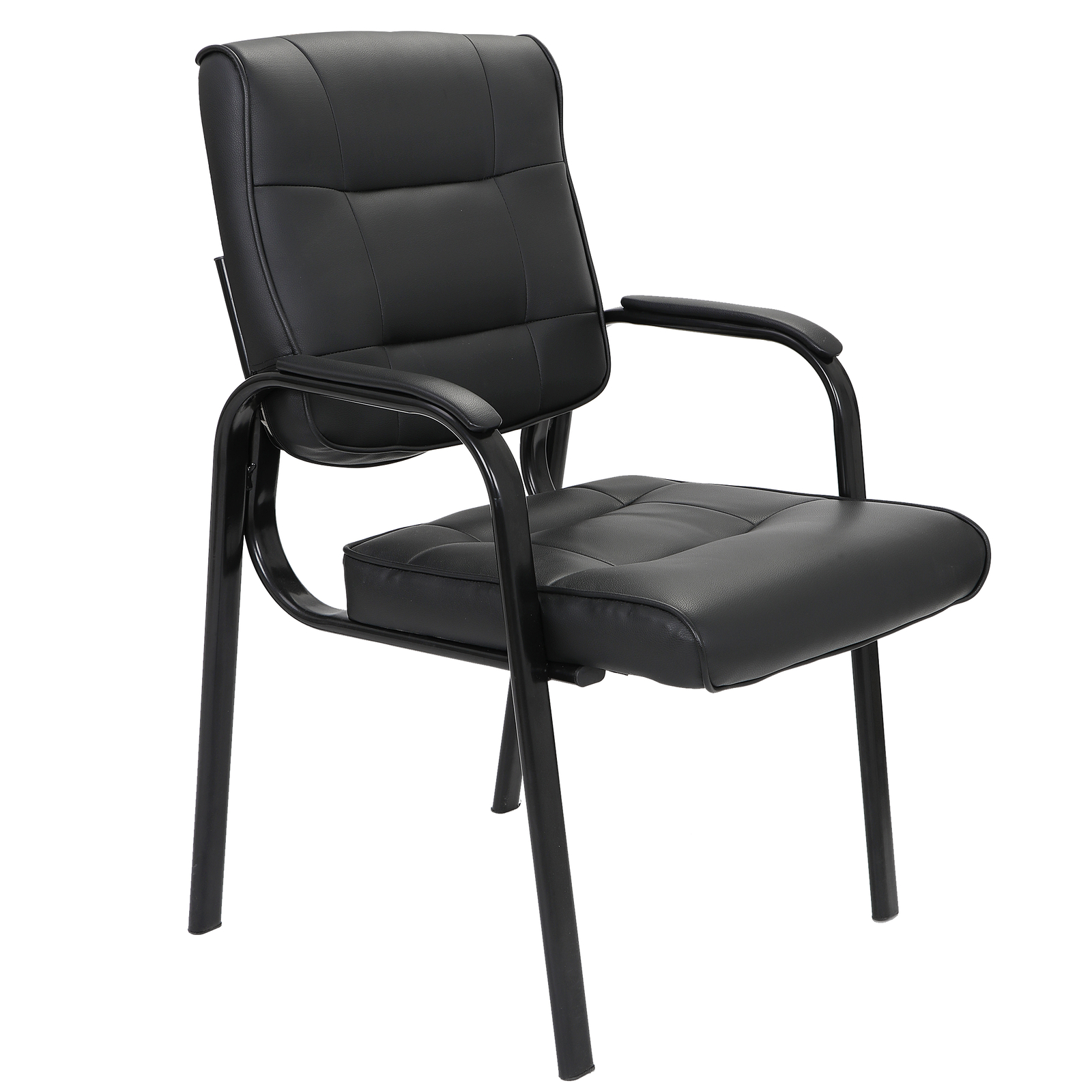 1/2/3/4 PCS Leather Guest Reception Waiting Room Office Desk Side Chairs Black